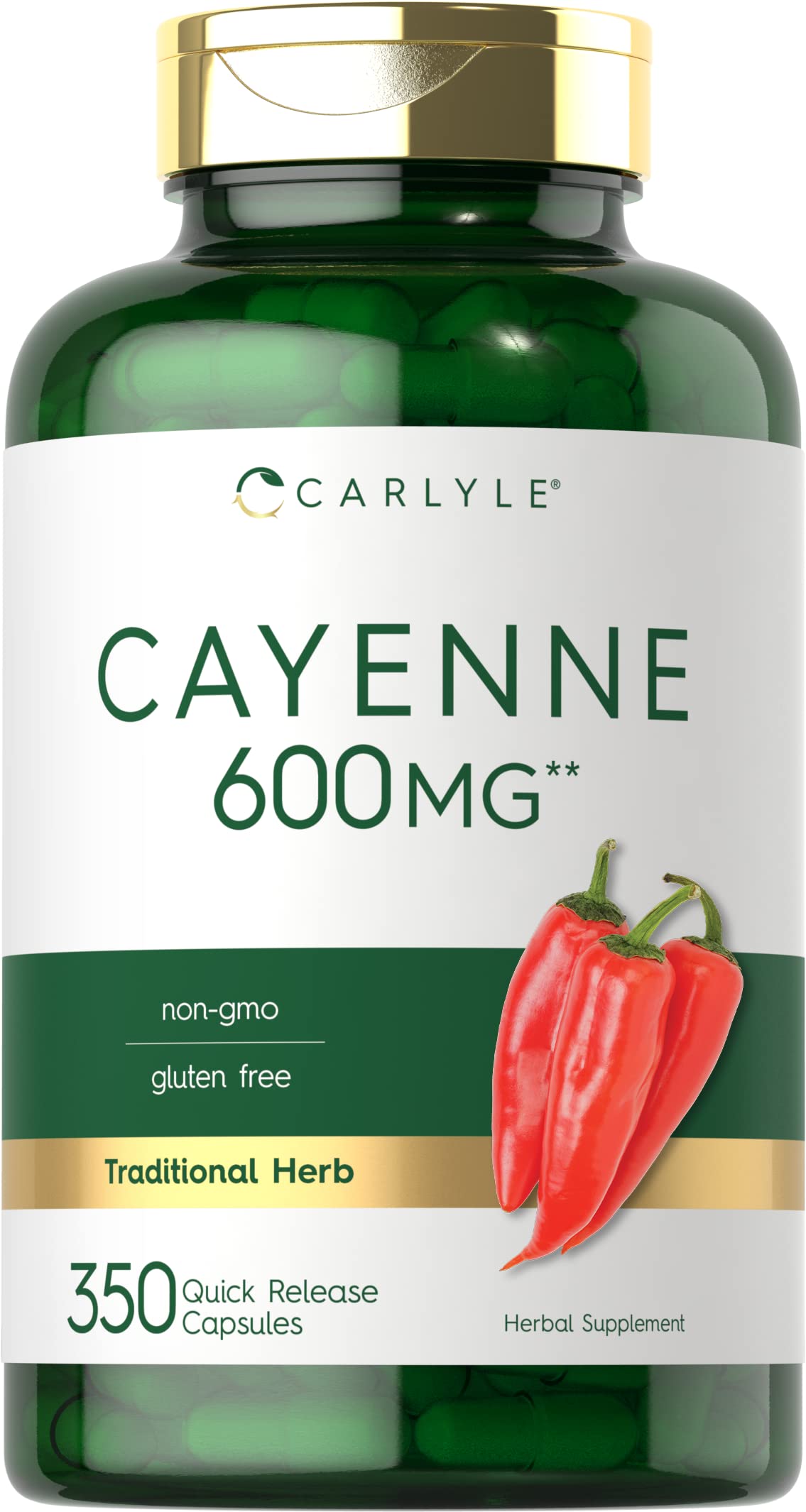 Carlyle Cayenne Pepper Capsules 600mg | 350 Pills | Non-GMO, Gluten Free Supplement CarlyleUS supplements