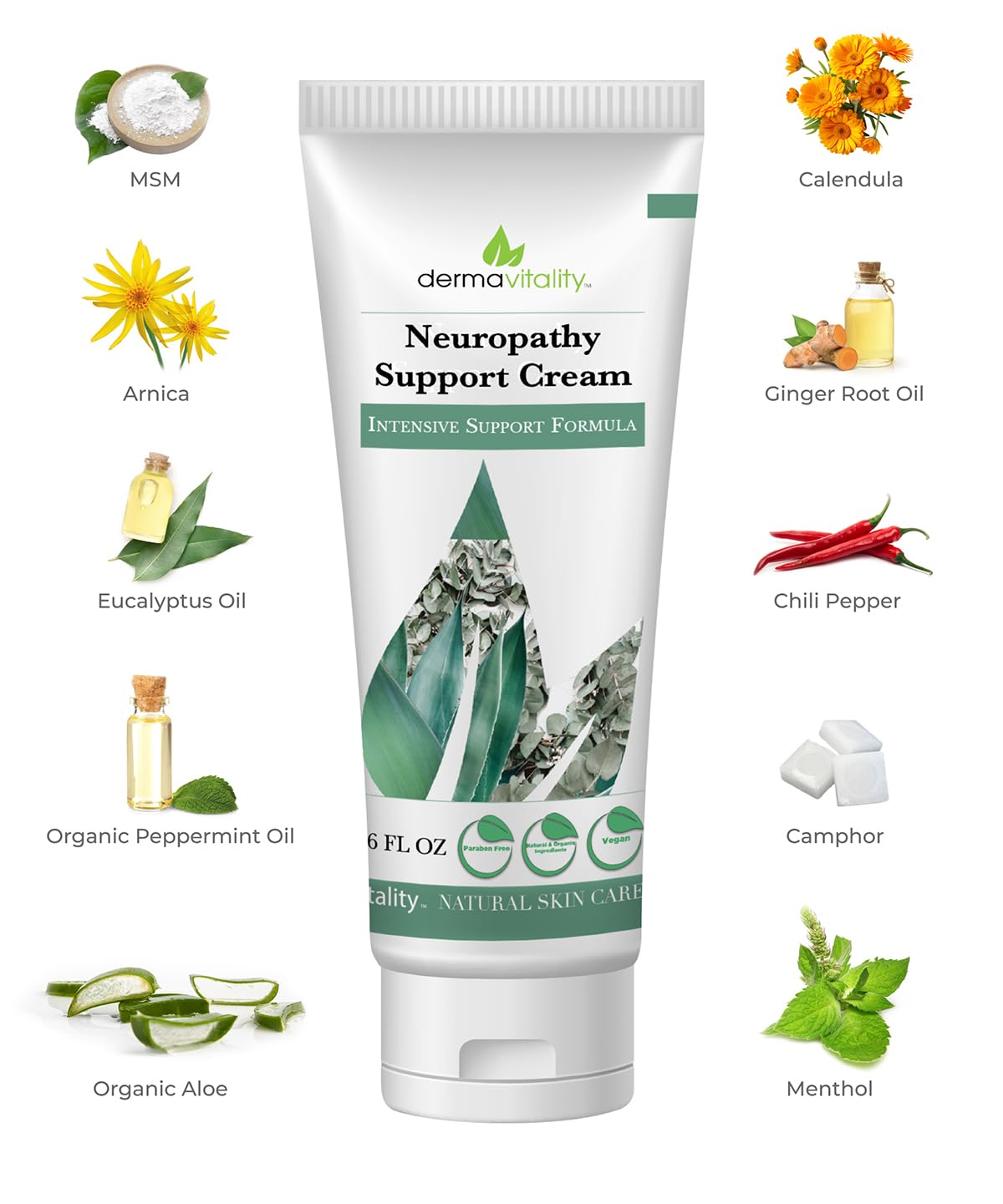 UltimateVitality Neuropathy Support Cream – Natural Organic Cream for Feet, Hands, Legs, Toes Includes Arnica, Capsicum Frutescens Fruit Extract, Peppermint a Ginger - 6 Ounces UltimateVitalityAu supplements