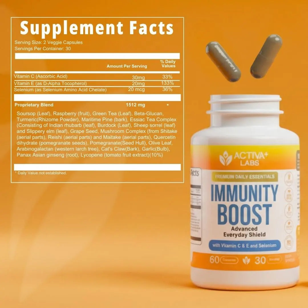 Activa+ Labs Immunity Boost Immune Support Supplement with Vitamin C, Vitamin E, Selenium & Herbal Antioxidant Complex | Activa LabsAu supplements