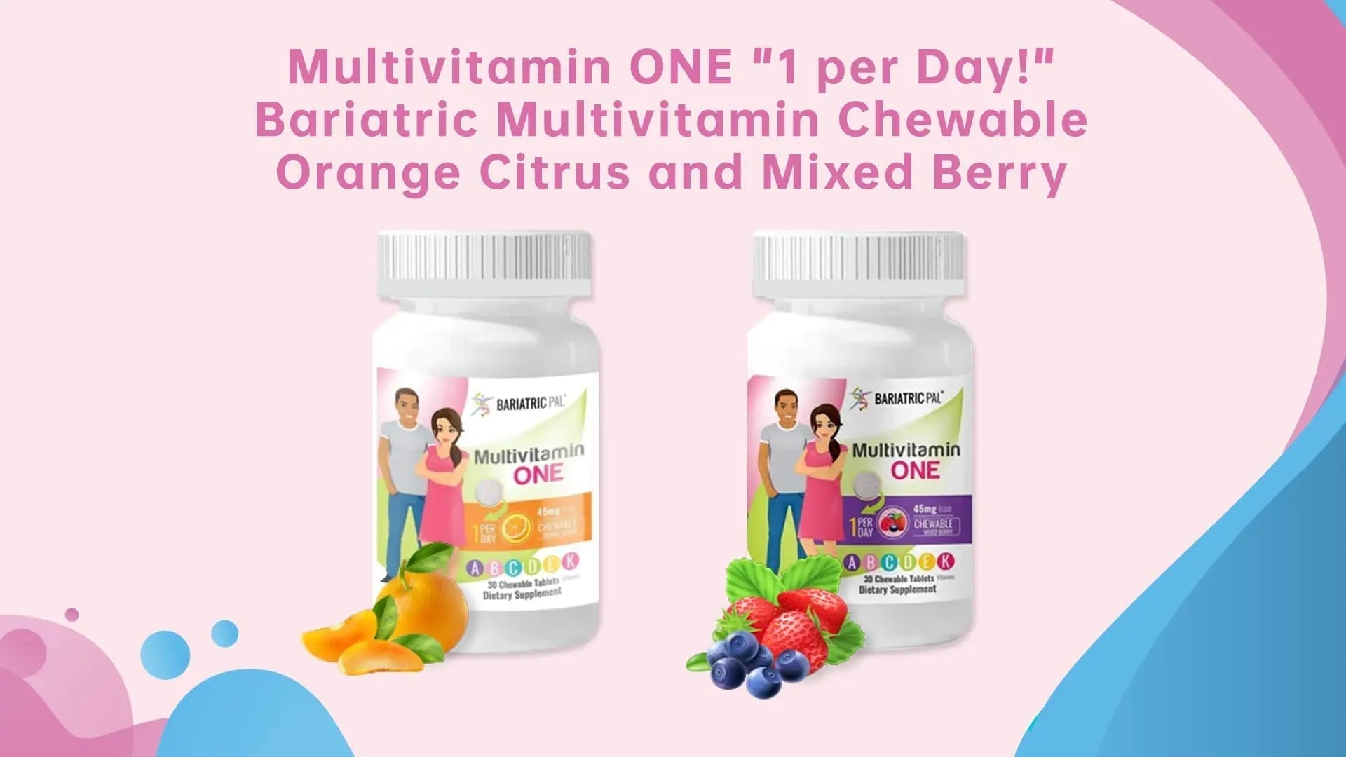 BariatricPal Multivitamin ONE 1 per Day! Bariatric Multivitamin Chewable with 45mg Iron - Mixed Berry (30 Count) BariatricPalAu supplements