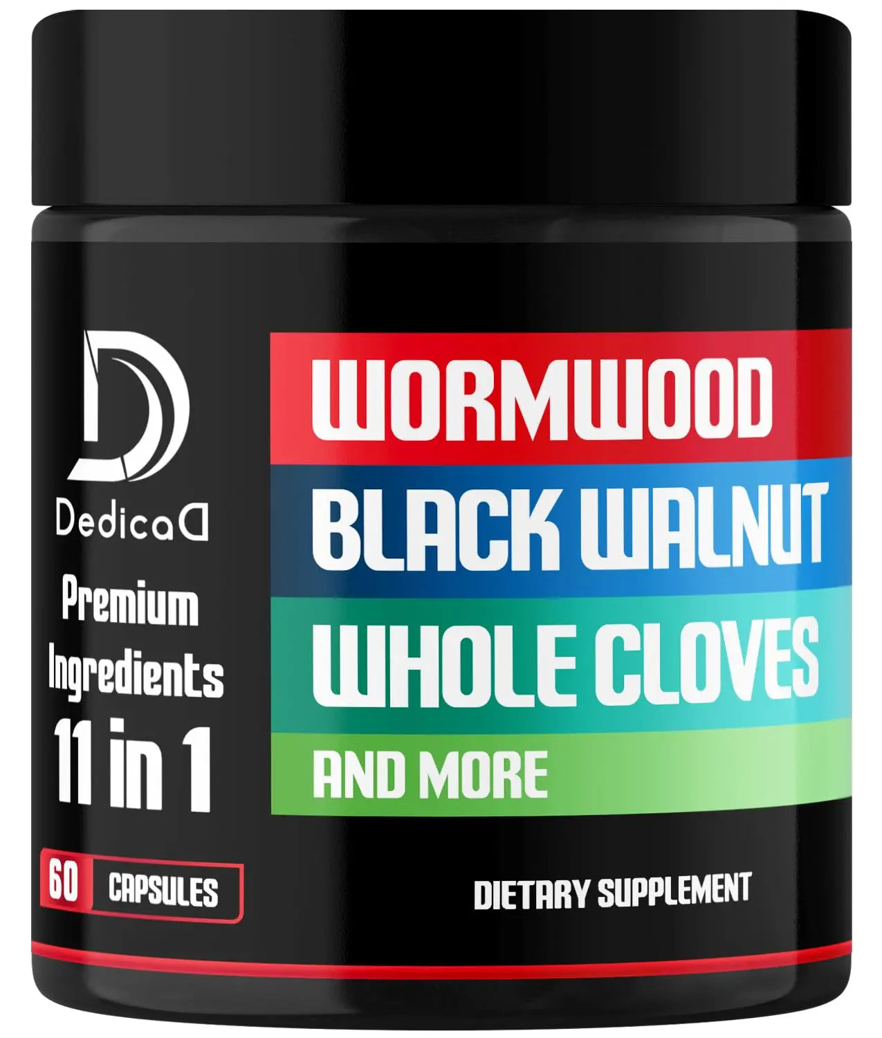 DEDICAD Wormwood Capsules Supplement - Extracted from Black Walnut, Cloves, Turmeric, Apple, Berberine HCl & More - 11 Ingredients Combined for Immune System, Body Management - 60 Capsules DEDICADAu supplements