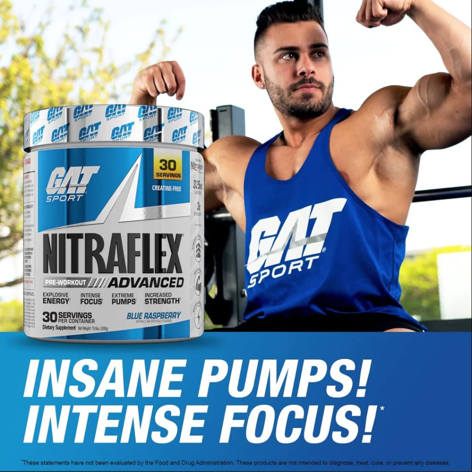 GAT SPORT, Nitraflex Advanced Pre-Workout Powder, Increases Blood Flow, Boosts Strength GAT SPORTAu supplements