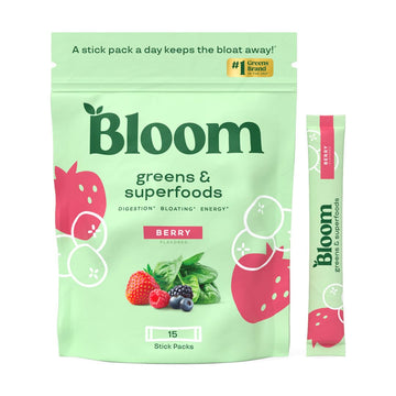 Bloom Nutrition Super Greens Powder Smoothie Mix, 15 Stick Packs - Probiotics Bloom NutritionAu supplements