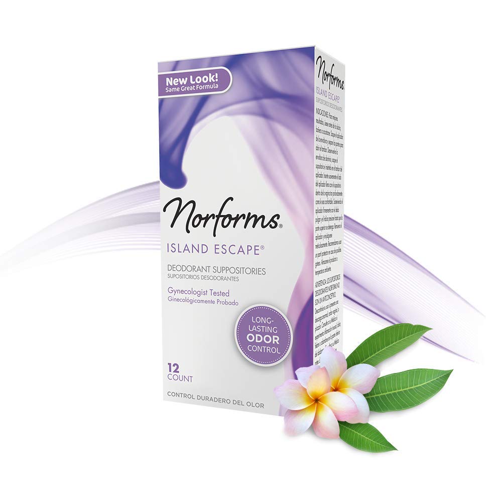 Norforms Feminine Deodorant Suppositories, Long Lasting Odor Control, Island Escape Scent, 12 Count NorformsAu supplements