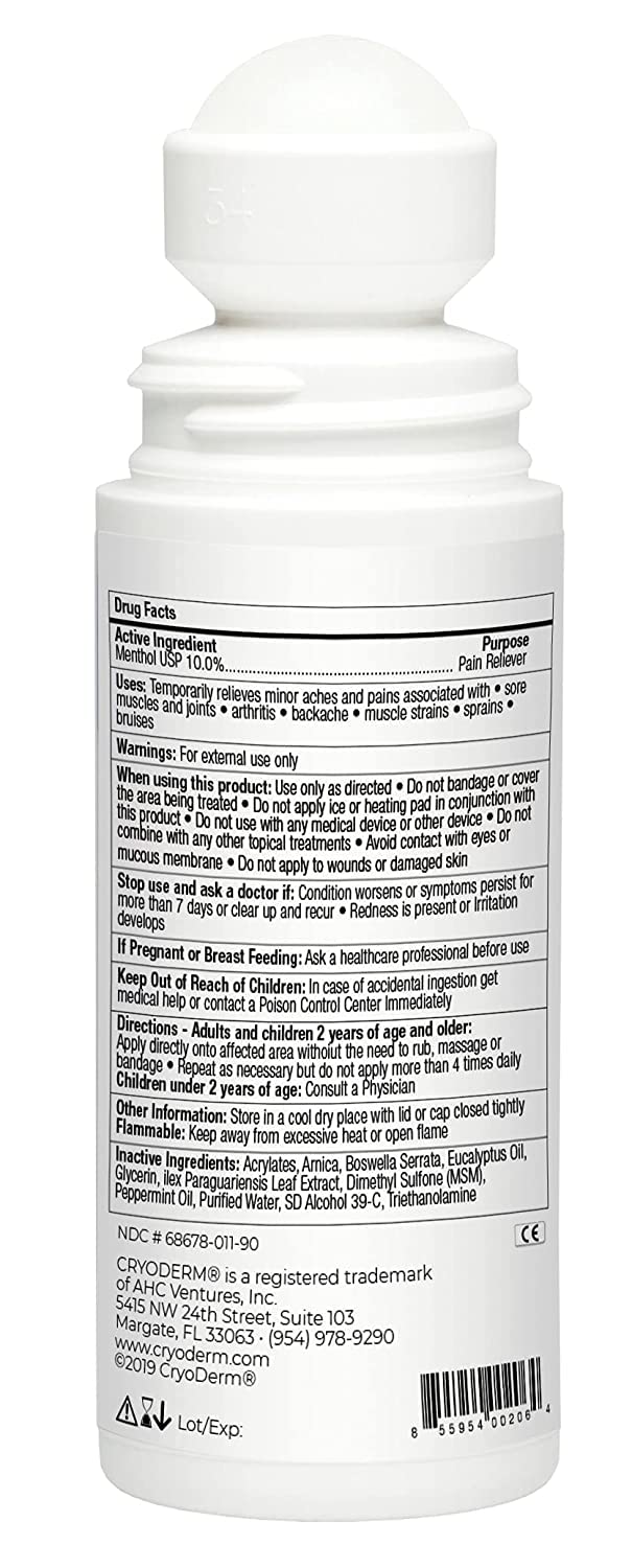 Cryoderm Pain Relieving Roll On 3 oz 2 PACK CryoDermAu supplements