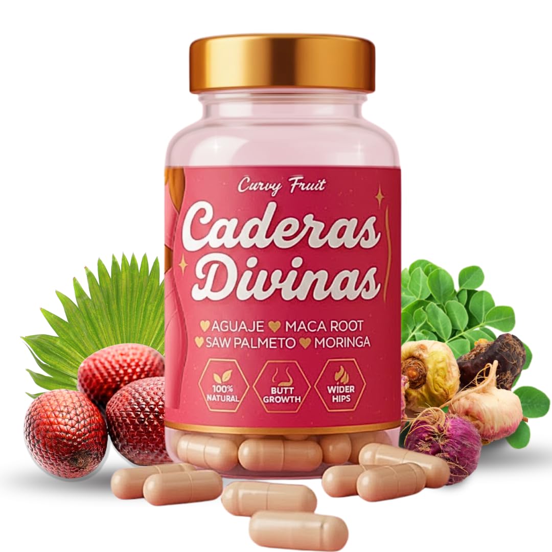 Caderas Divinas : Bigger Booty & Wider Hips – Aguaje + Maca Pills with Moringa & Saw Palmetto – 4 Super Ingredients for Natural Curve Growth – by CurvyFruit – 60 Capsules Curvy FruitAu supplements