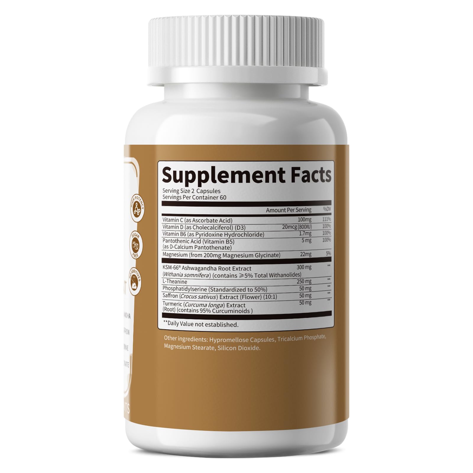 10-IN-1 Cortisol Supplements w/ KSM-66® Ashwagandha 300mg + L-Theanine 250mg, Magnesium Glycinate, Saffron, Phosphatidylserine, Turmeric & Vitamin C D3 B6 B5, For Women Men, 120 Capsules 60-Day Supply LukareeAu supplements