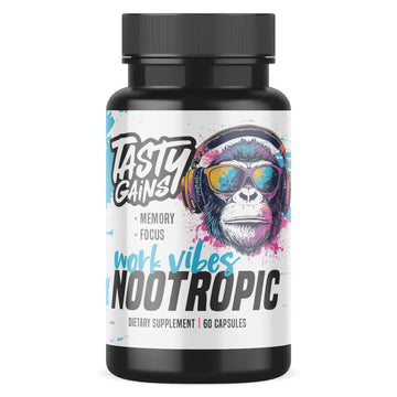 Nootropic Brain Supplement for Memory and Focus - Vitamin for Mental Health & Brain Health with L-Theanine, Rhodiola Rosea & Phosphatidylserine - Memory, Mental Clarity & Cognitive Improvement - 60 Ct TASTY GAINSAu supplements