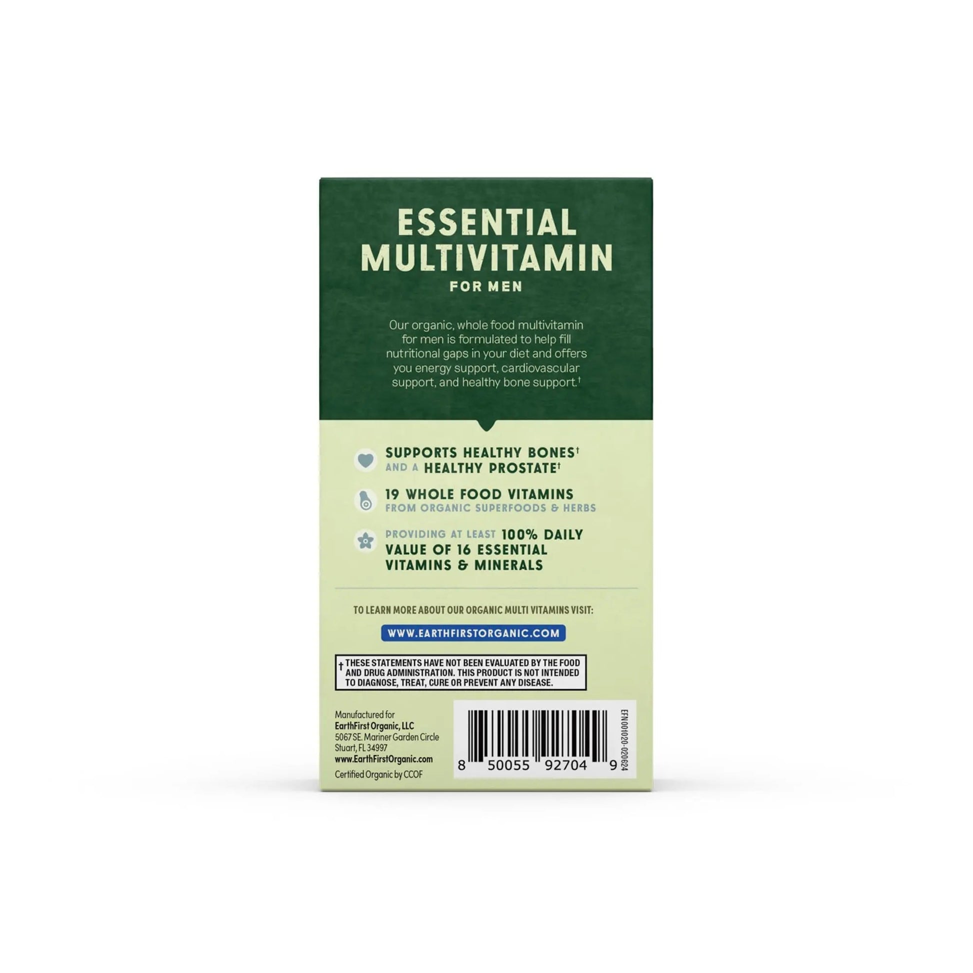 EarthFirst Organic Men’s Multi Once Daily, Whole-Food Multivitamin with 19 Vitamins & Minerals for Energy, Heart, Bone Strength EarthFirst OrganicAu supplements