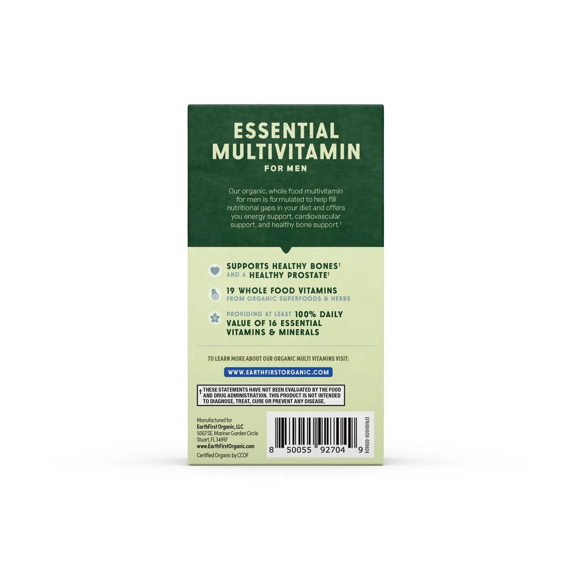 EarthFirst Organic Men’s Multi Once Daily, Whole-Food Multivitamin with 19 Vitamins & Minerals for Energy, Heart, Bone Strength EarthFirst OrganicAu supplements