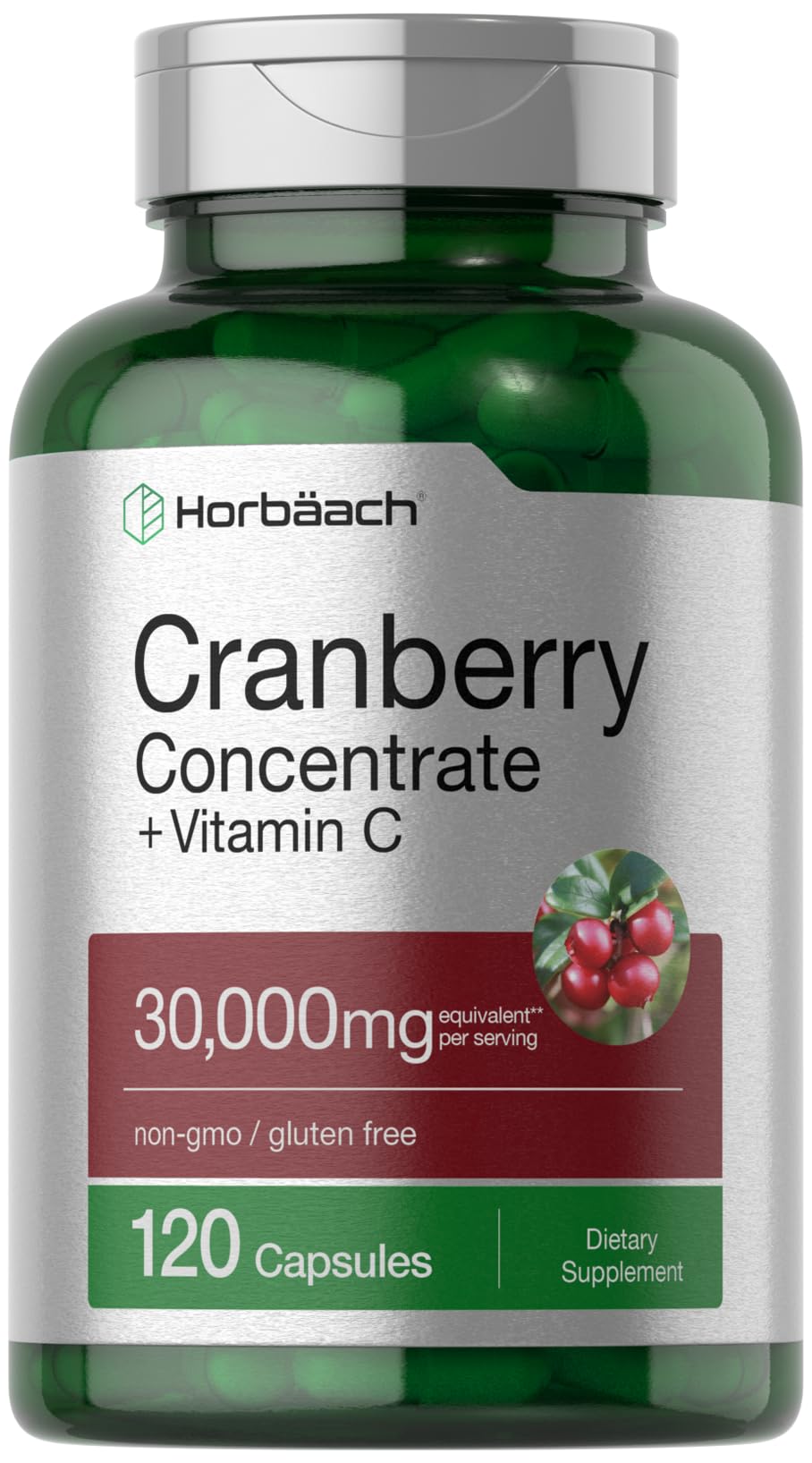 Cranberry Concentrate Extract Pills + Vitamin C | 30,000mg | 120 Capsules | Triple Strength HorbäachAu supplements