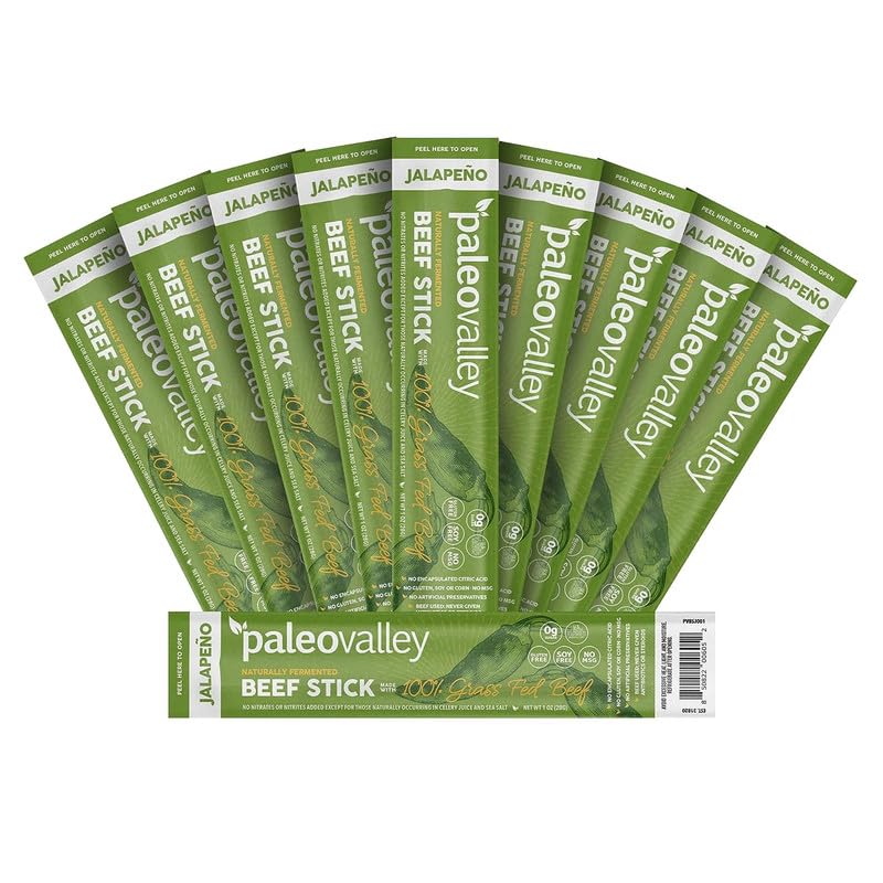 Paleovalley 100% Grass Fed Jalapeno Beef Sticks - Delicious Gluten Free Beef Snack - High Protein Keto Friendly PaleovalleyUS supplements