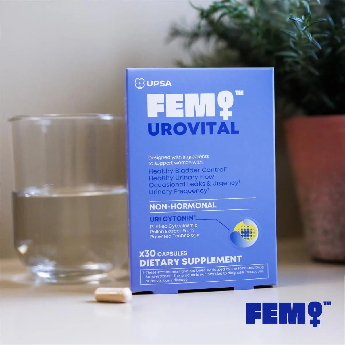 FEM Urovital Bladder Control Supplements - Overactive Bladder, Leakage & Urgency Relief - Non-Hormonal Urinary Tract Health Support for Women - 30 Capsules UpsaAu supplements