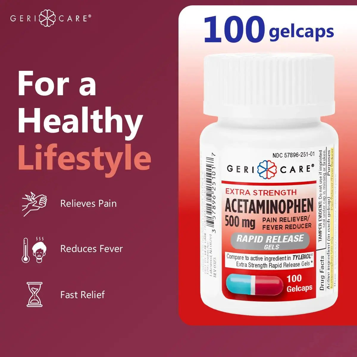 Extra Strength Rapid Release Pain Relief Gelcaps, 100count GeriCareAu supplements