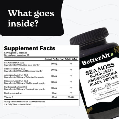 Better Alt Sea Moss Capsules- Irish Sea Moss with Black Seed Oil, Ashwagandha & Black Better AltUS supplements