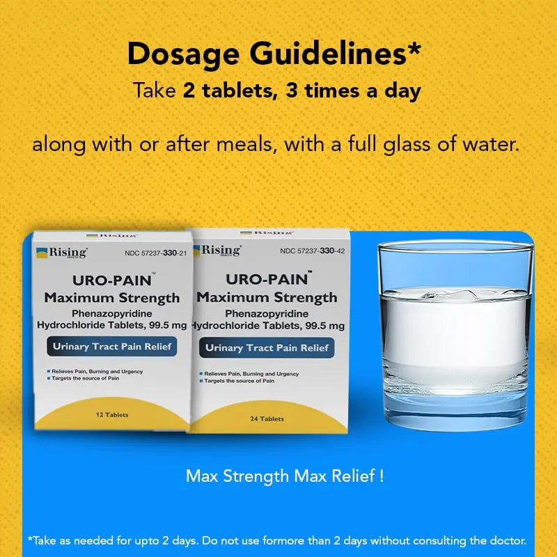 Rising Health - URO Pain Maximum Strength | Urinary Tract Pain Relief | Relief from Pain, Burning and Urgency | 24 Count RisingAu supplements