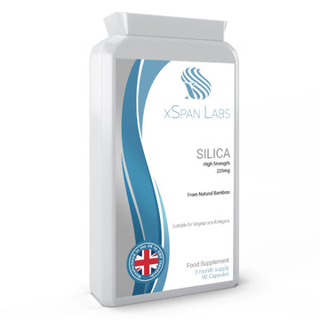 Silica 225mg – 90 Capsules - A Potent Highly Bioavailable Form - Naturally Sourced from Bamboo Extract - One-A-Day Vegan Capsules to Support Healthy Hair, Nails and Skin - Made in The UK Xspan LabsAu supplements