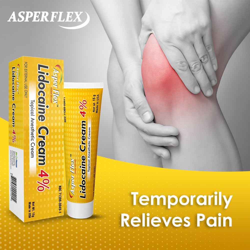 ASPERFLEX™ Lidocaine Pain Relief Cream 4% - Fast-Acting Numbing Cream for Muscle & Joint Pain, Arthritis, Backache, and More - 15G ASPERFLEXAu supplements