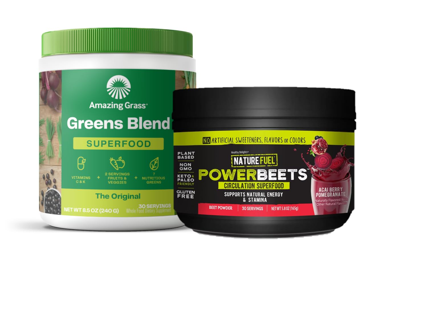 Amazing Grass Greens Blend Superfood: Super Greens Powder Smoothie Mix for Boost Energy, 30 Servings & Nature Fuel Power Beets Powder, Beet Root Powder, Support Natural Energy, 30 Servings Amazing GrassAu supplements