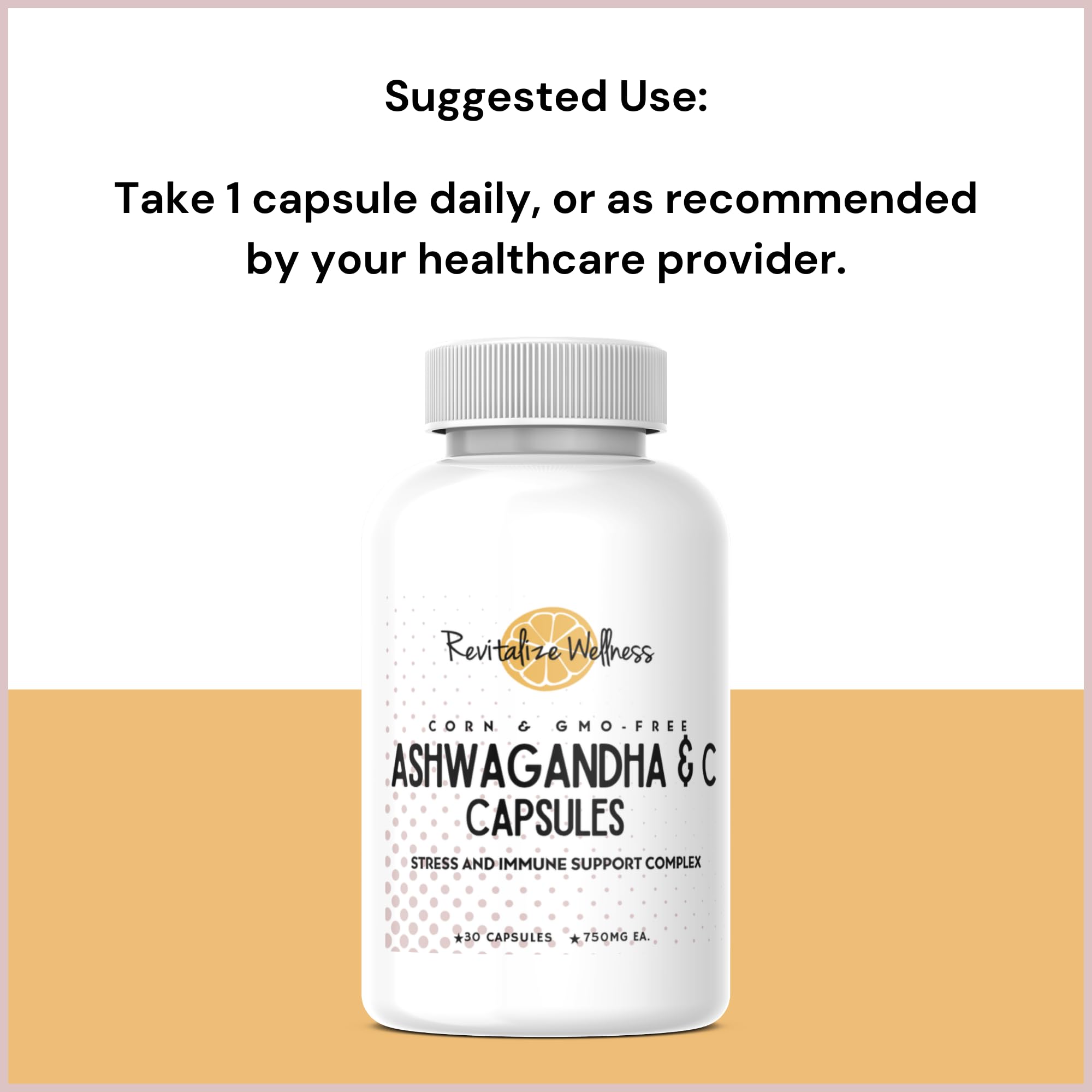 Revitalize Wellness Ashwagandha + Vitamin C Capsules | Stress and Immune Support Complex | with 550 mg Ashwagandha and 200 mg Vitamin C per Serving | 30 Servings Revitalize WellnessAu supplements