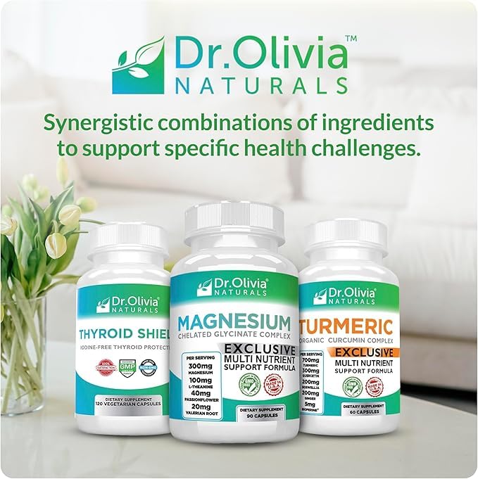 Dr. Olivia Naturals Magnesium Glycinate Complex - L-Theanine, Passionflower & Valerian Root for Sleep Support Supplement, Nerve & Muscle Health, High Absorption - 90 Vegetarian Capsules Dr. Olivia NaturalsAu supplements