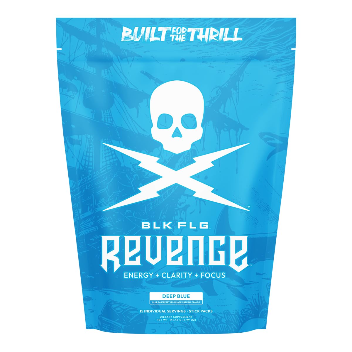 REVENGE BLK FLG Energy Drink Mix – Healthy Coffee Alternative with Natural Caffeine & Nootropics – Focus & Clean Energy Supplement – Sugar Free – 15 On-The-Go Stick Packs REVENGEAu supplements
