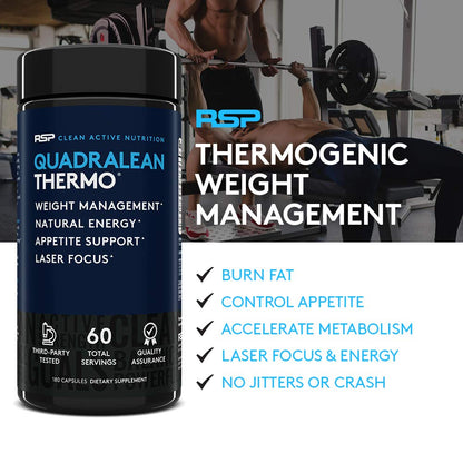 RSP Nutrition QuadraLean Thermogenic Fat Burner for Men & Women, Weight Loss Supplement RSP NUTRITIONUS supplements