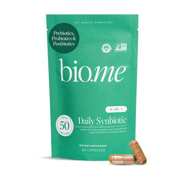 Synbiotic 3-in-1 Prebiotics, Probiotics & Postbiotics for Digestive Health, Gut Health, Immune Support & Bloating Relief for Men & Women - 50 Billion CFU Per Serving - Vegan, 60 Capsules (30 Servings) Bio.meAu supplements