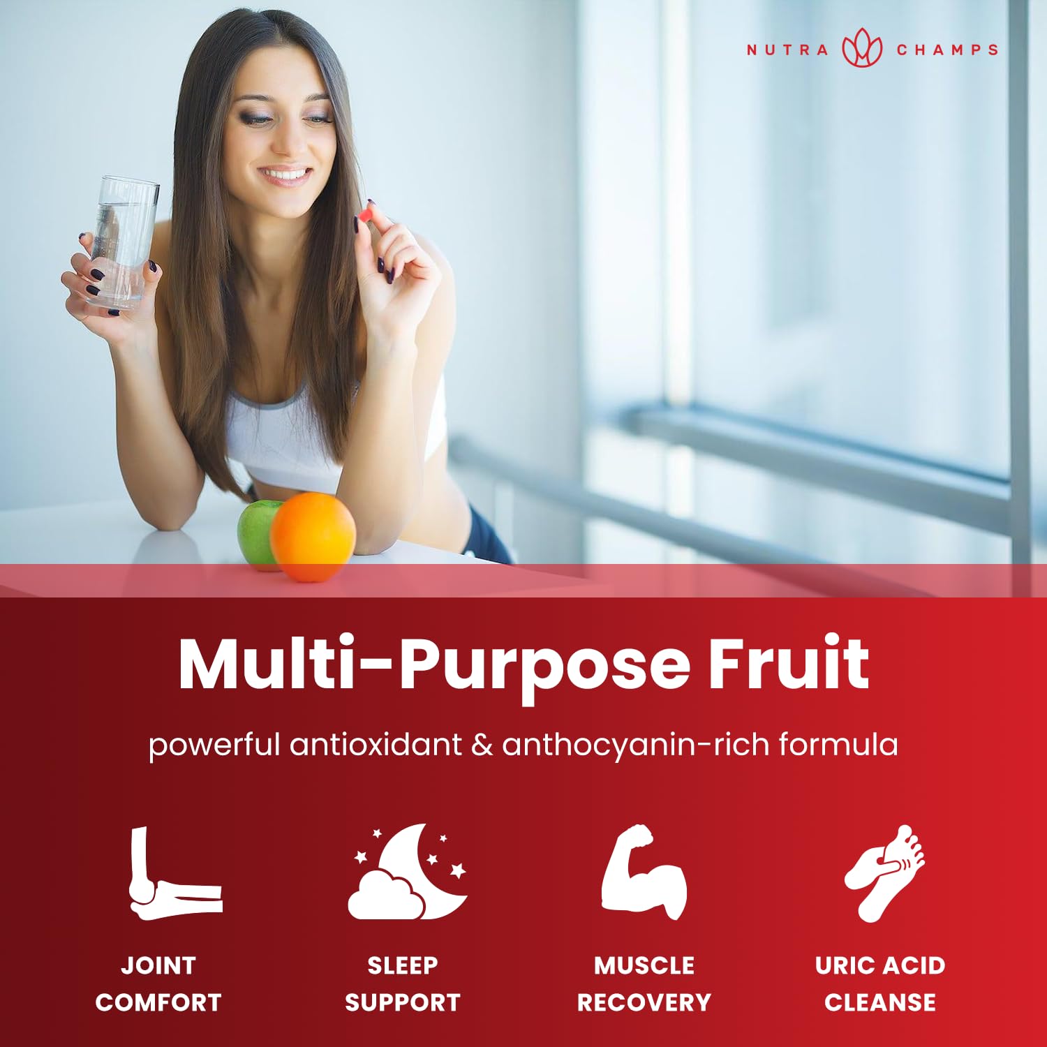 NutraChamps Organic Tart Cherry Extract Capsules - Made from Montmorency Tart Cherry Concentrate, Celery Seed & Bilberry - Uric Acid Cleanse & Joint Support - Vegan Capsules NutraChampsAu supplements
