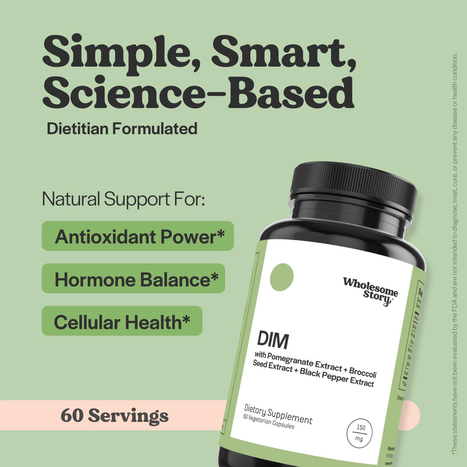 DIM Supplement Women | DIM SGS | Pomegranate, Broccoli and Black Pepper Blend | Estrogen & Hormone Balance for Women | Cell and Tissue Health | 60-Day Supply | Clean Label Project Certified Wholesome StoryAu supplements