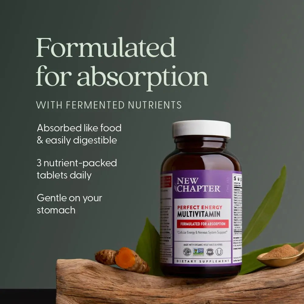 New Chapter Energy Supplement - Perfect Energy Multivitamin for Balanced Energy + Stress Support with B Vitamins + Vitamin D3 New ChapterAu supplements
