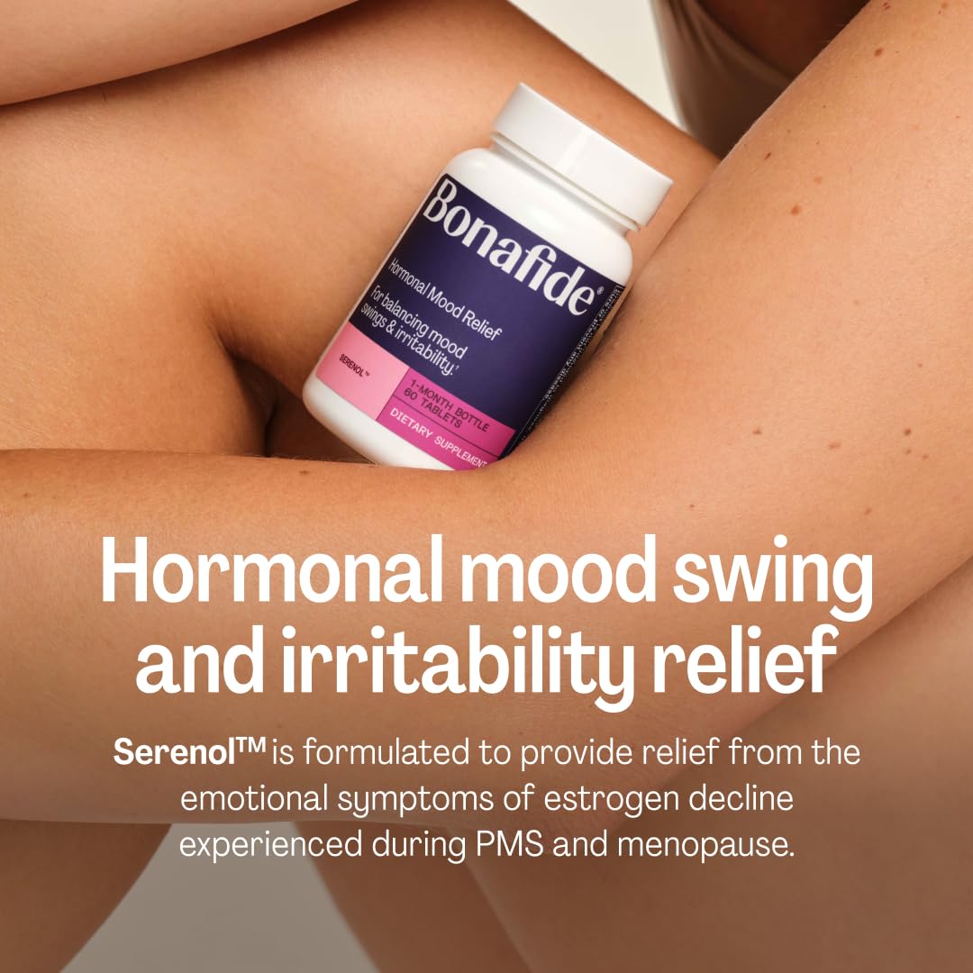 Serenol by Bonafide. Relief from Hormonal Mood Swings, Irritability, & PMS Bloating. — 3-Month Supply (180 Tablets) BonafideAu supplements