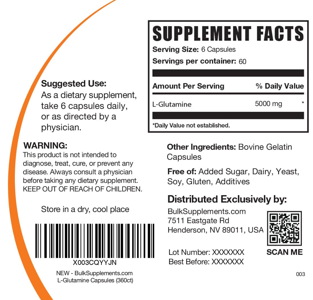 BULKSUPPLEMENTS.COM L-Glutamine Capsules - Glutamine Supplement, L Glutamine BULKSUPPLEMENTS.COMUS supplements