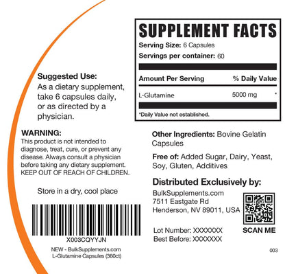 BULKSUPPLEMENTS.COM L-Glutamine Capsules - Glutamine Supplement, L Glutamine BULKSUPPLEMENTS.COMUS supplements