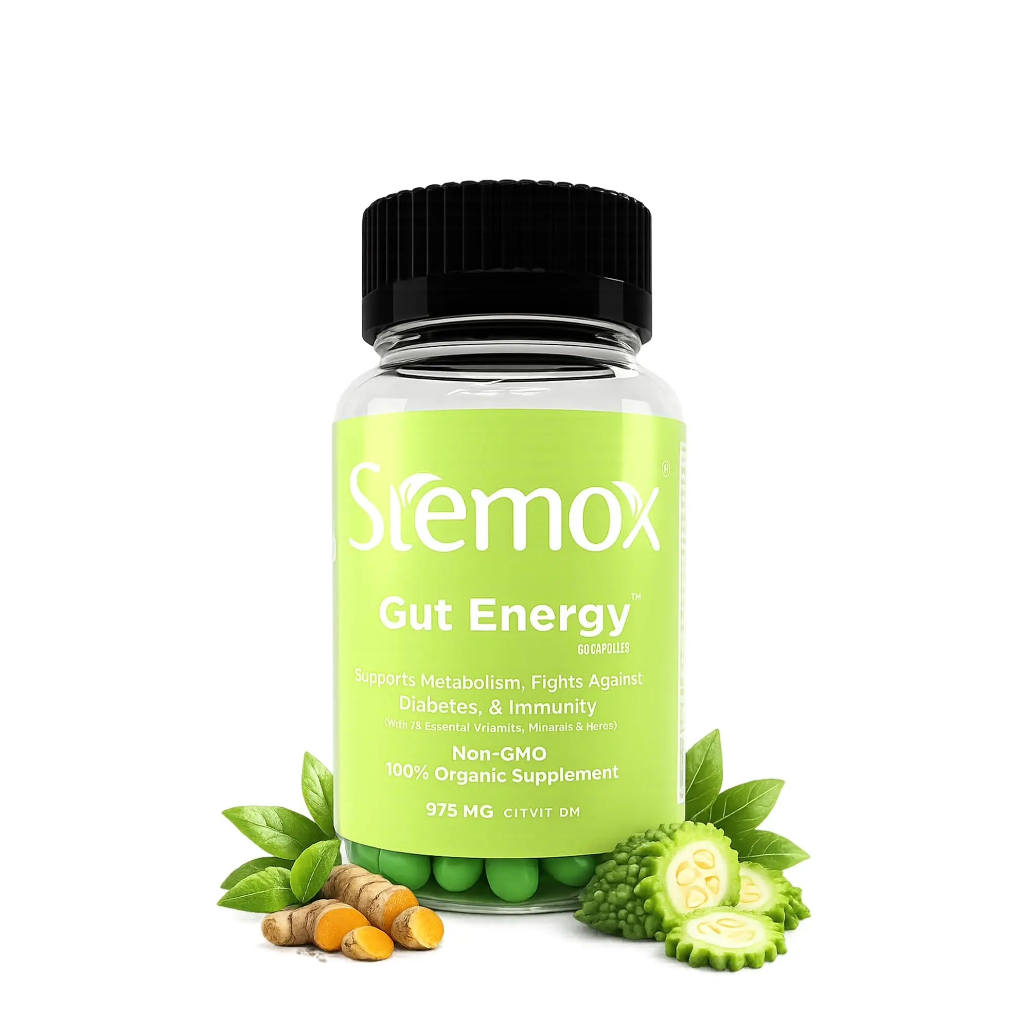 Stemox Gut Energy – Natural Energy & Metabolism Support Supplement with Biotin, Chromium, Alpha Lipoic Acid & Organic Herbal Extracts – Blood Sugar & Gut Health Support – 60 Vegan Capsules StemoxAu supplements