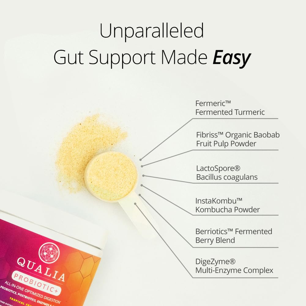Qualia Probiotic - 28 Science-Backed Spore Probiotics, Prebiotics, and Postbiotics. Total Gut Support. Soothes Digestive discomfort. Ethically sourced. Promotes Akkermansia Growth. 1 Month Supply QUALIA LIFE SCIENCESAu supplements
