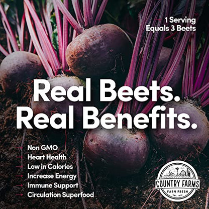 COUNTRY FARMS Bountiful Beets Powder, Wholefood Beet Extract Superfood, Natural Nitric COUNTRY FARMSUS supplements