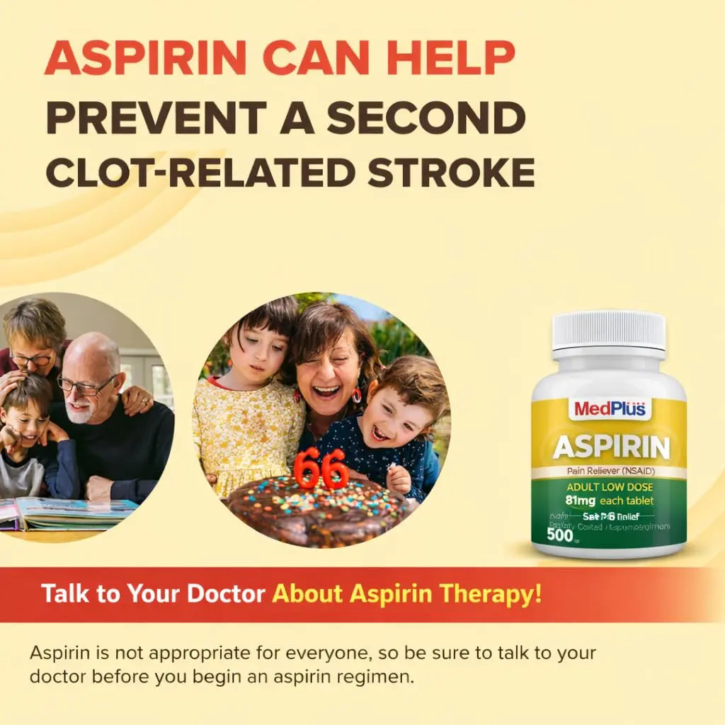 MedPlus Low Dose Aspirin 81 mg - 500 Tablets | Enteric Coated | Pain Reliever for Minor Aches and Pains, Fever Reducer - Made in USA MedPlusAu supplements