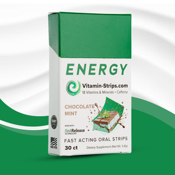 Peak Performance Energy Strips — Vegan, Gluten Free, Soy Free & Sugar-Free Breath Strips w/Caffeine, 18 Vitamins & Minerals — Instant Energy Boost Chocolate Mint Dietary Supplement — 30 Oral Strips Vitamin-StripsAu supplements