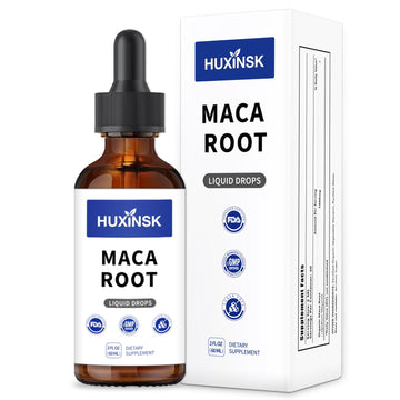 Maca Root Liquid Drops Extract | Peruvian Black & Red Blend | Natural Energy & Hormone Balance | Alcohol-Free, 60ml Vegan Tincture HUXINSKAu supplements