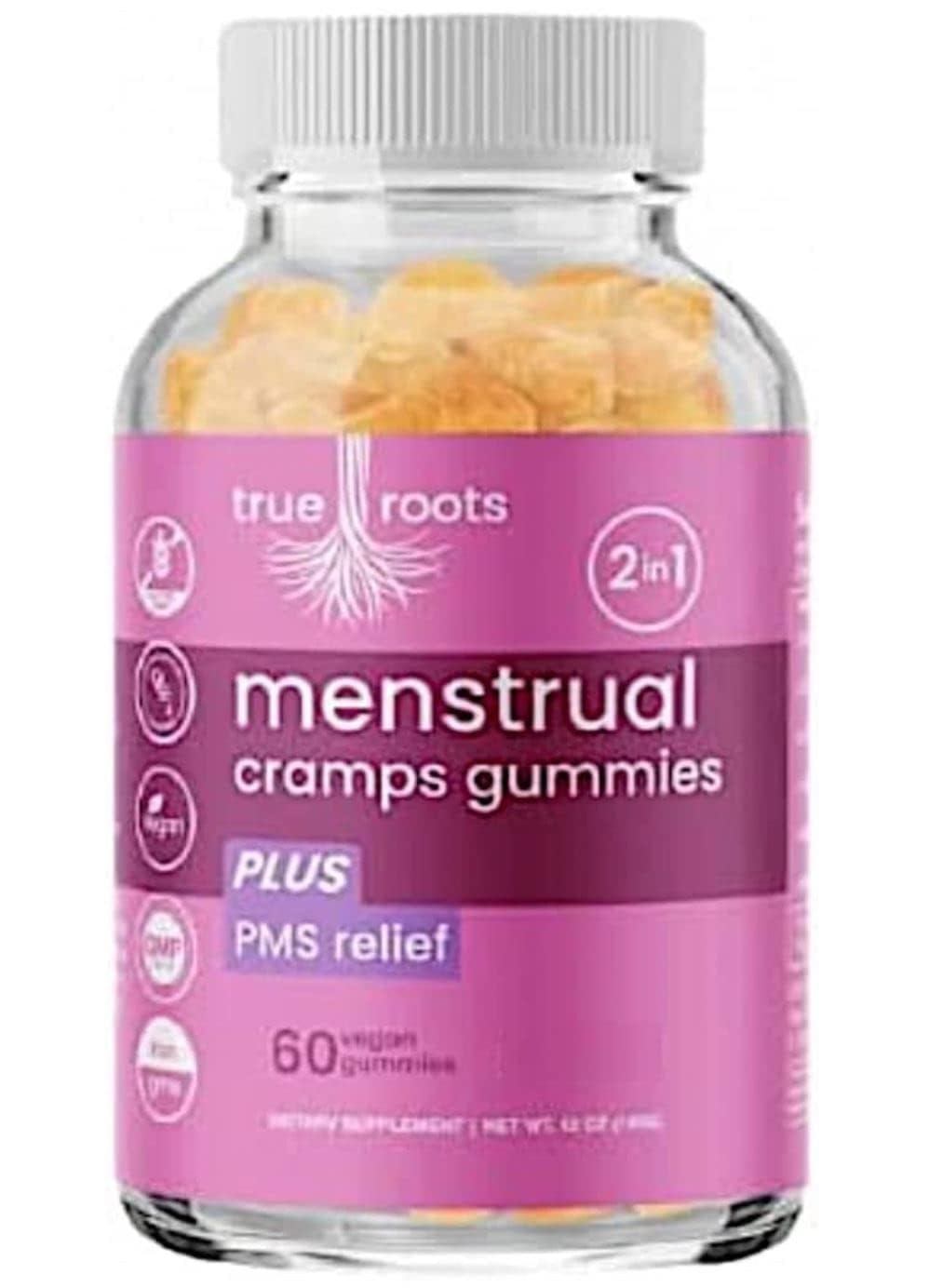Menstrual Cramp Period Gummies True Roots | PMS Support Supplement for Women | Healthy Flow | Flo PMS Menstrual Cycle Relief, Cramping and Bloating | Vegan & Natural Flavors | 60 Count True RootsAu supplements