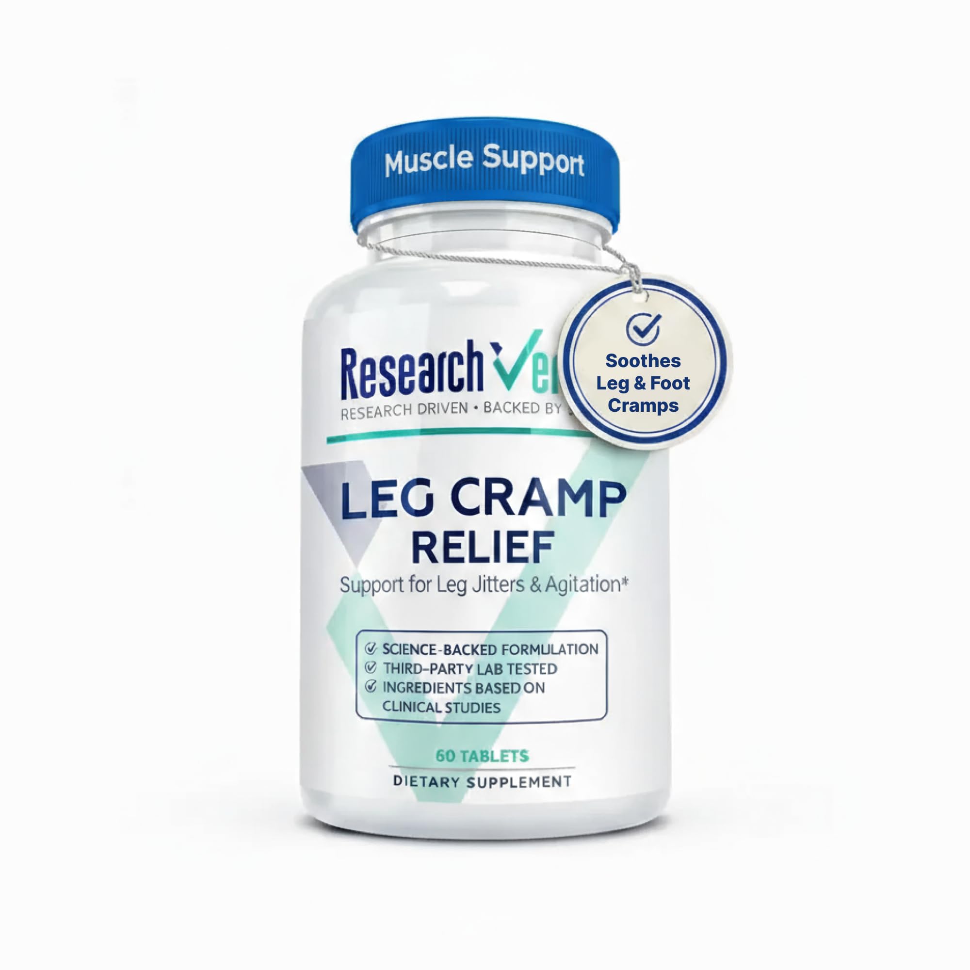 Research Verified Leg Cramps - Magnesium, B Vitamins, Ginger, Chamomile, BioPerine - Circulation Support - Vegan - 1 Month Supply Research VerifiedAu supplements