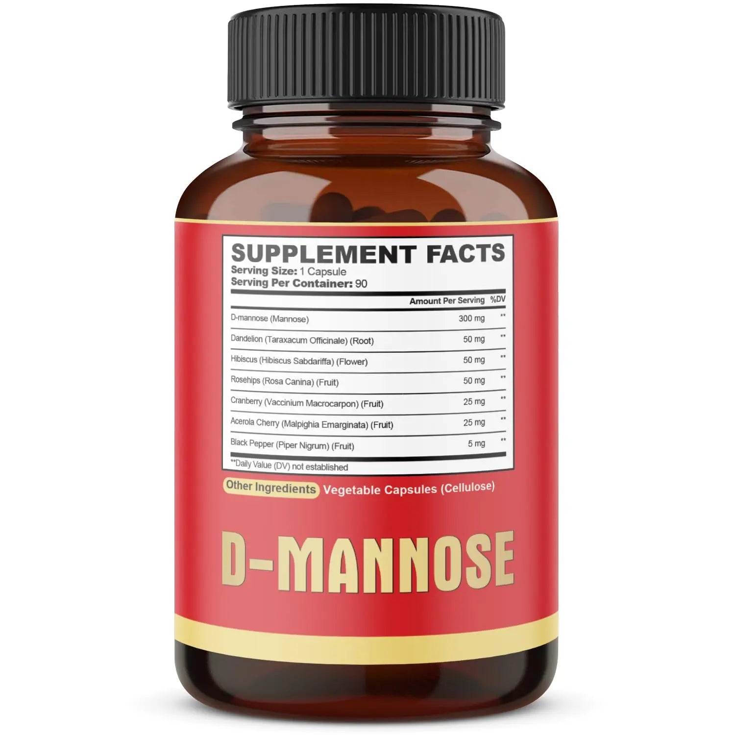 agobi D-Mannose Capsules - 7 Herbs with Cranberry, Dandelion, Hibiscus and More - Support Flush Impurities and Urinary Tract Health - 90 Vegan Capsules 3-Month Supply agobiAu supplements