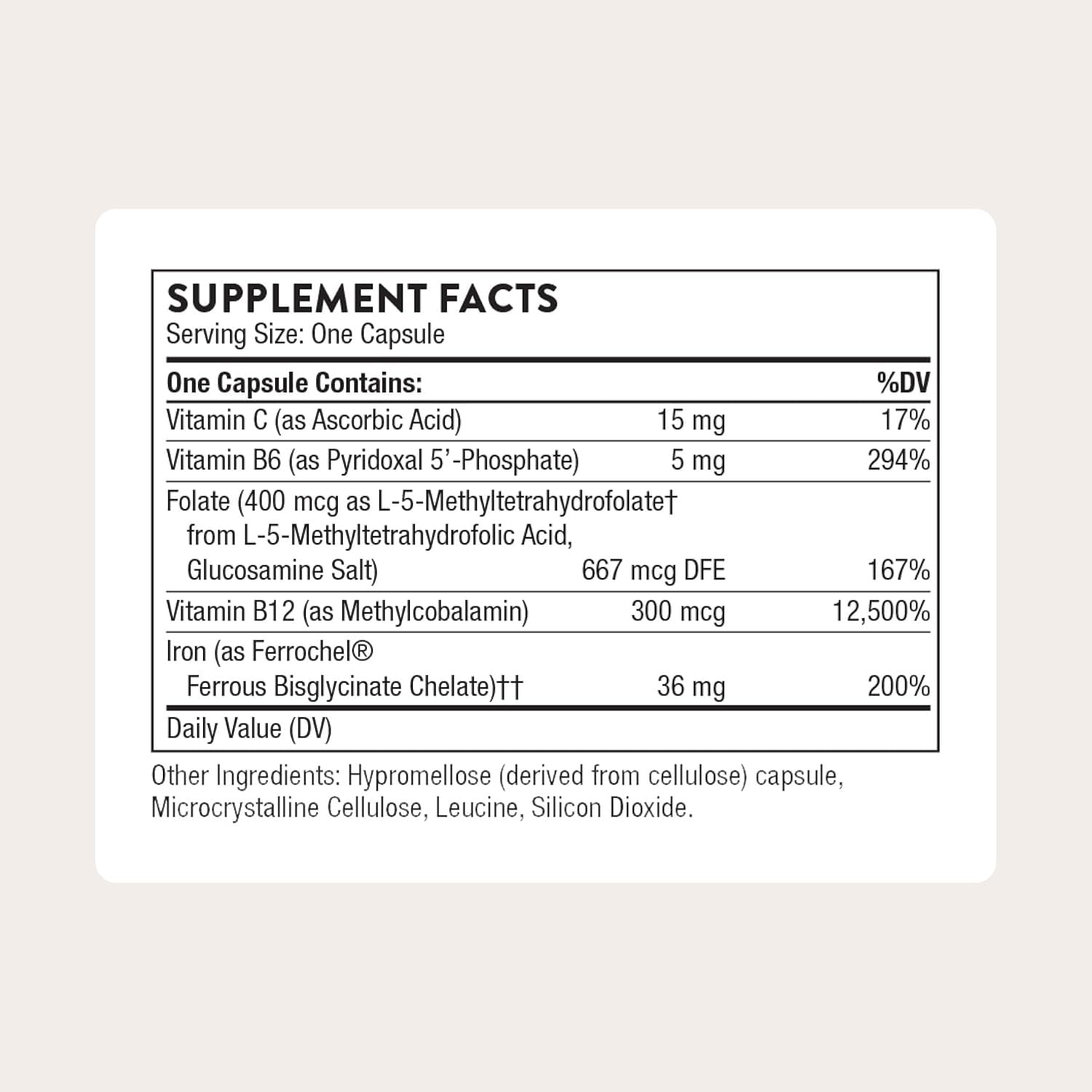 THORNE - Advanced Iron Complex (Formerly Ferrasorb) - Complete Blood Support Formula* - Elemental Iron, Folate, B and C Vitamins for Optimal Absorption - Gluten, Dairy & Soy-Free - 60 Servings THORNEAu supplements