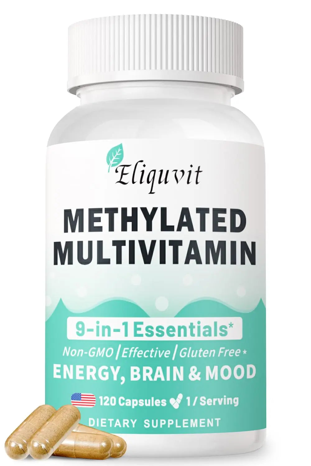 Eliquvit Methylated Multivitamin for Men & Women - Methylated B Complex with Methylfolate & B12-9-in-1 MTHFR Support + TMG - Vegan Multivitamin EliquvitAu supplements