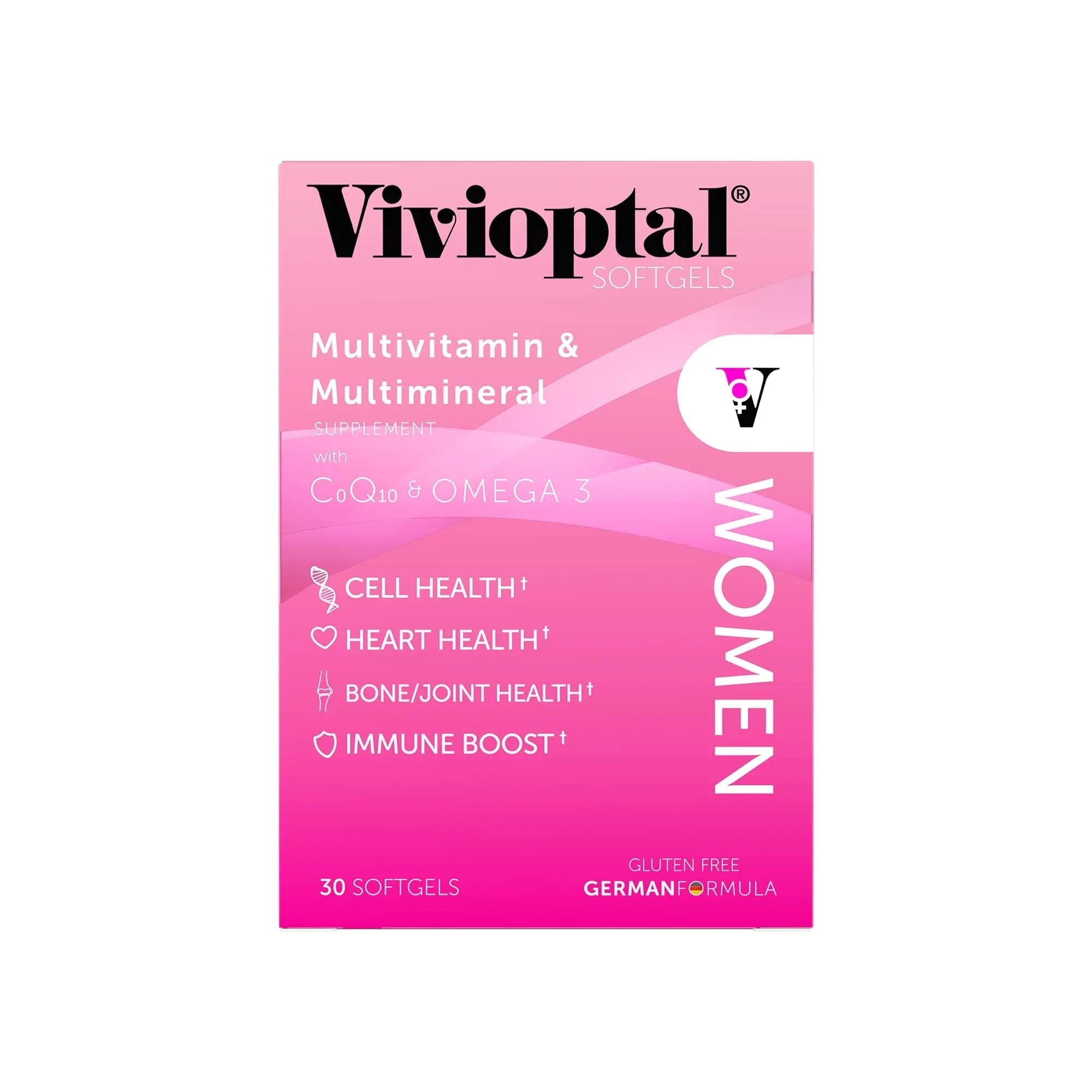 Vivioptal Women, 30 Capsules, CoQ10 & Omega-3, Multivitamin & Multimineral, Gluten Free, German Formula Vivioptal VitaminsAu supplements