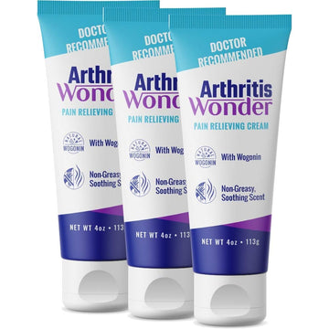 Arthritis Wonder Pain Relief Cream, 4 oz – Arthritis Pain Relief Cream for Hand, Knee, Foot and Wrist Joints – Fast-Acting, Deep Penetrating, Non-Greasy Formula with Natural Wogonin - 3 Pack Arthritis WonderAu supplements