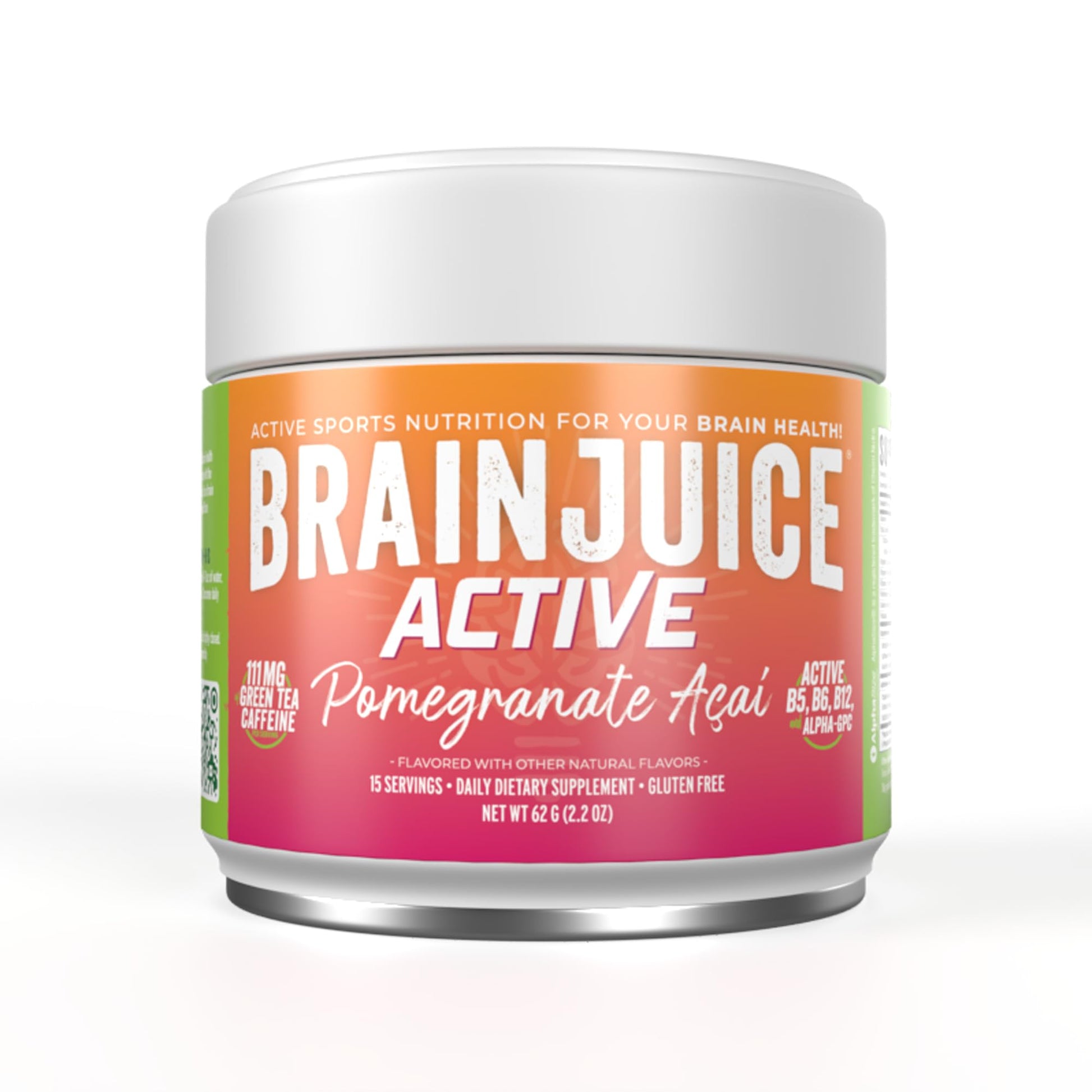 BrainJuice Nootropics Brain Support Supplement, Gluten Free Powder for Energy and Focus, Pre Workout w/Alpha GPC, Vitamin B & Organic Green Tea Extract Caffeine, Active Pomegranate Acai, 15 Servings BrainJuiceAu supplements