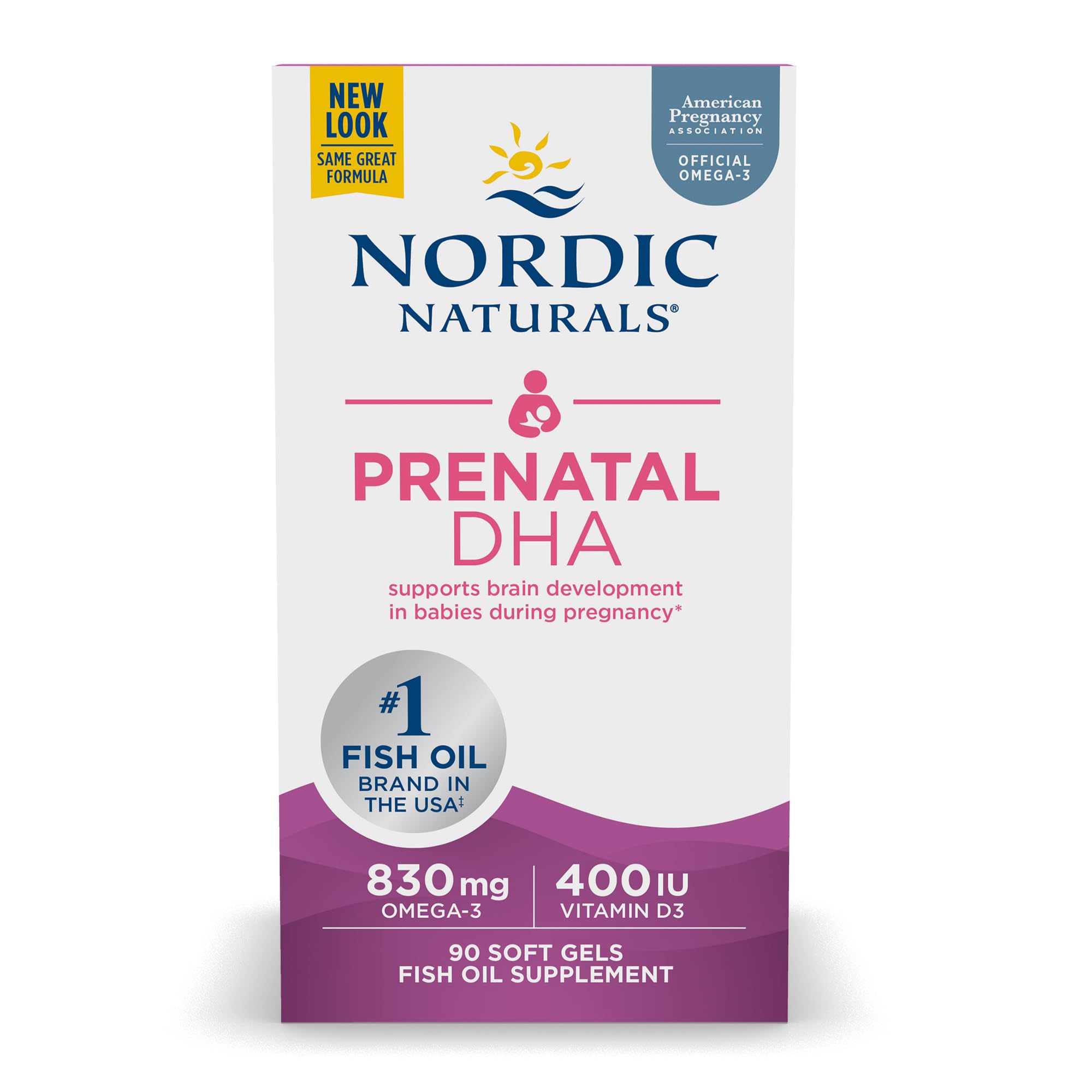 Nordic Naturals Prenatal DHA, Unflavored - 830 mg Omega-3 + 400 IU Vitamin D3 - 90 Soft Gels - Supports Brain Development in Babies During Pregnancy & Lactation - Non-GMO - 45 Servings Nordic NaturalsAu supplements