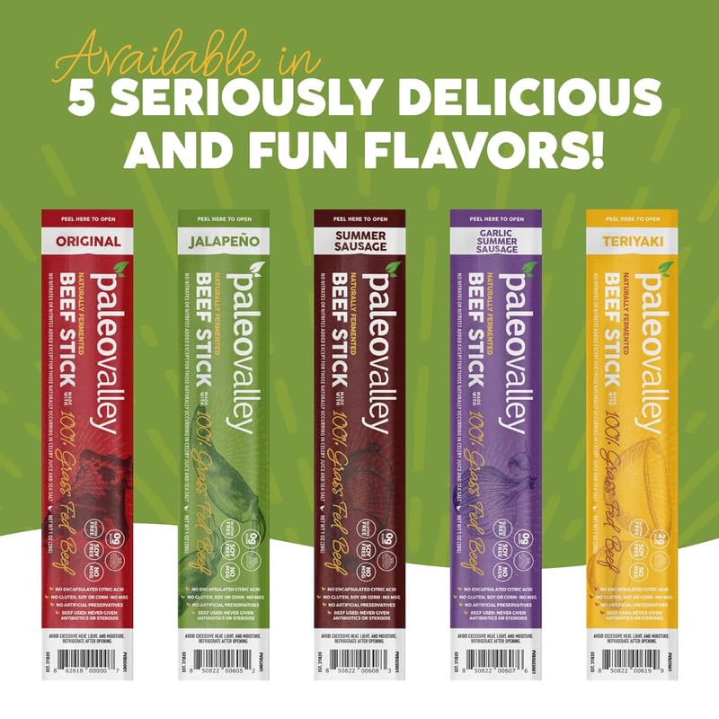Paleovalley 100% Grass Fed Jalapeno Beef Sticks - Delicious Gluten Free Beef Snack - High Protein Keto Friendly PaleovalleyUS supplements